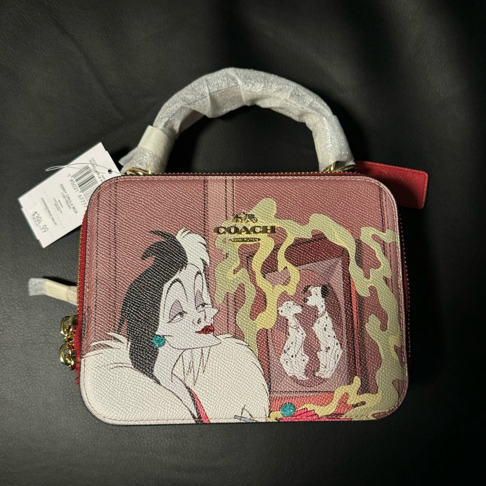 NWT Disney X Coach Box Crossbody With Cruella Motif